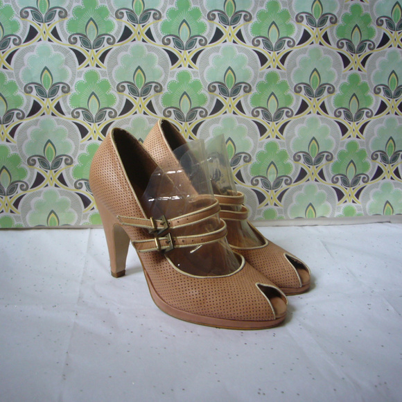 Jeffrey Campbell Shoes - Jeffrey Campbell Tan Perforated Peep toe Pump - 37